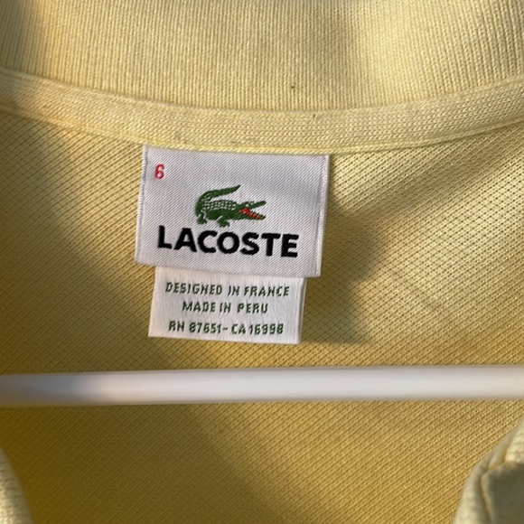 Lacoste Mens’s Polo size 6 light yellow - Picture 2 of 6